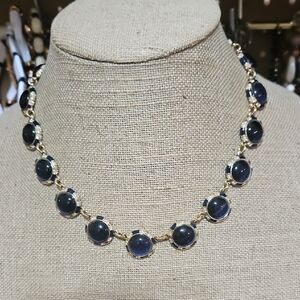 Talbots Elegant Blue Glass  and Goldtone Necklace